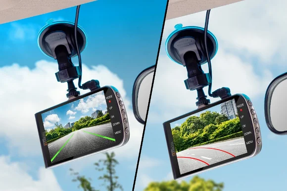 Zwei Dashcams an Windschutzscheiben
